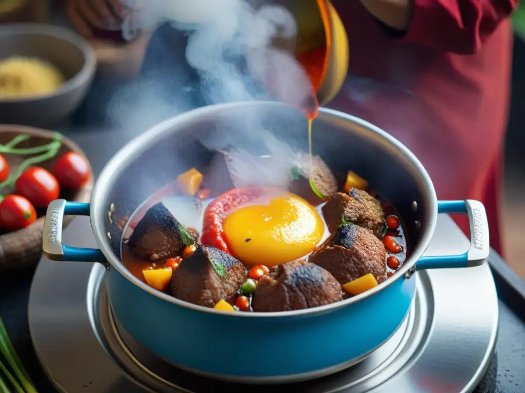 Delicado rocoto relleno peruano cocinándose a fuego lento, resaltando la precisión y arte culinario con sensores temperatura cocción platos peruanos
