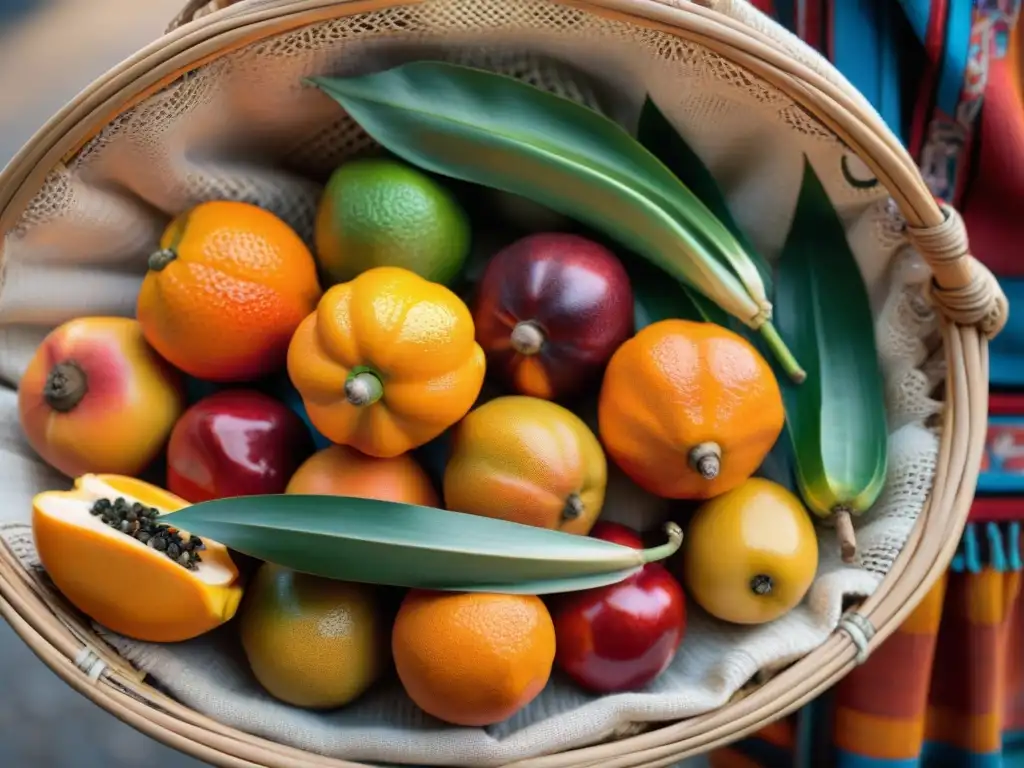 Delicados aguaymantos en cesto andino, resaltando su color naranja, textura y beneficios saludables del aguaymanto