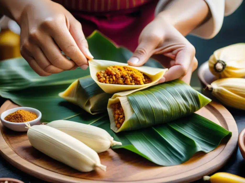 Delicados tamales peruanos: secretos ingredientes autóctonos en manos expertas de chef