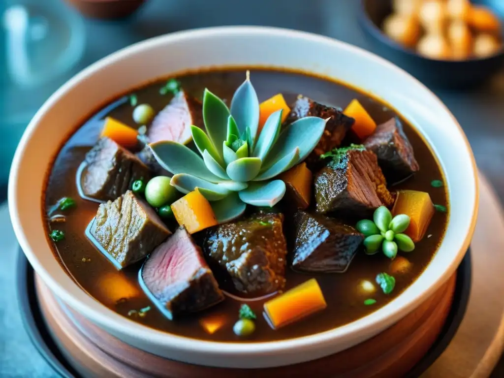 Una deliciosa receta de seco de cordero cocinado lentamente, con colores y texturas vibrantes