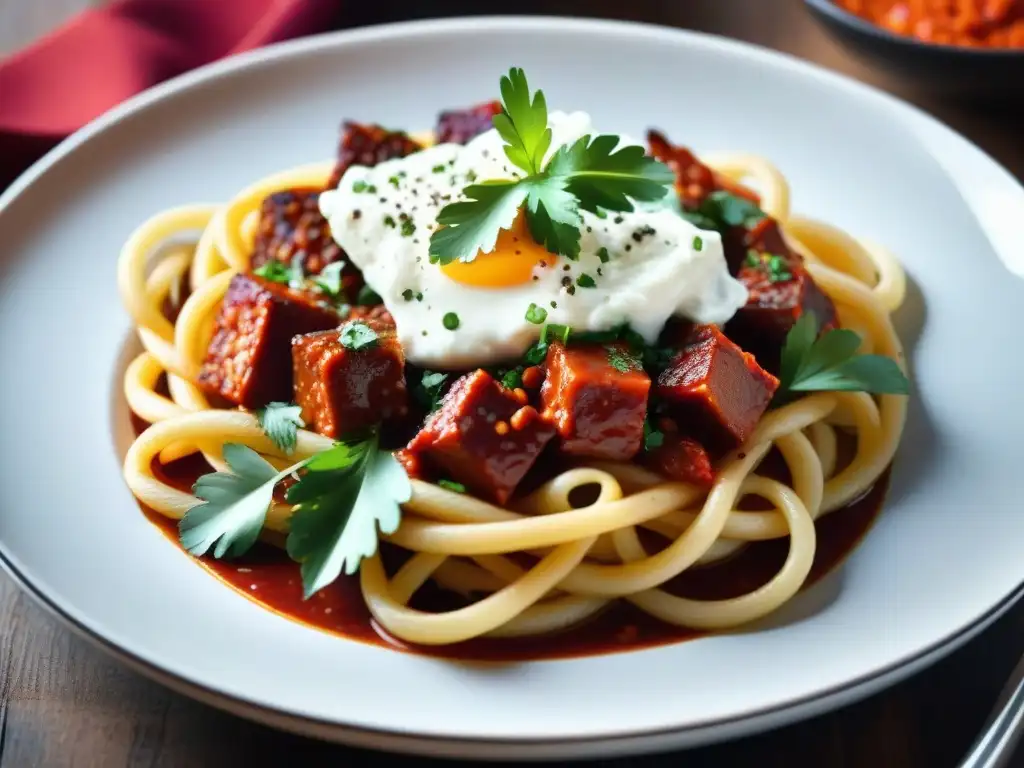 Deliciosa receta de tallarines rojos con ají panca, cilantro y queso fresco, listos para disfrutar