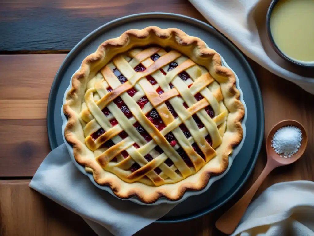 Deliciosa tarta de chirimoya recién horneada en mesa rústica