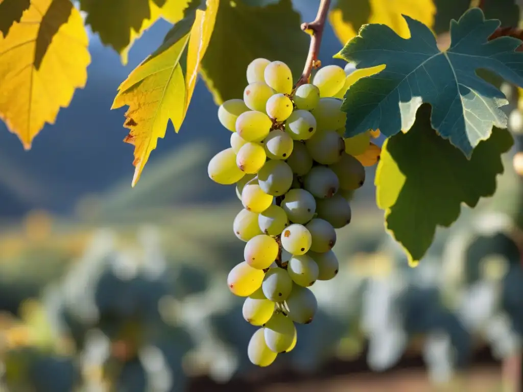 Deliciosas uvas Pisco doradas brillando al sol, listas para la producción