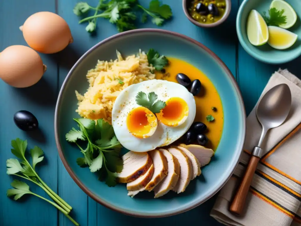 Un delicioso plato de ají de gallina, con colores y texturas vibrantes