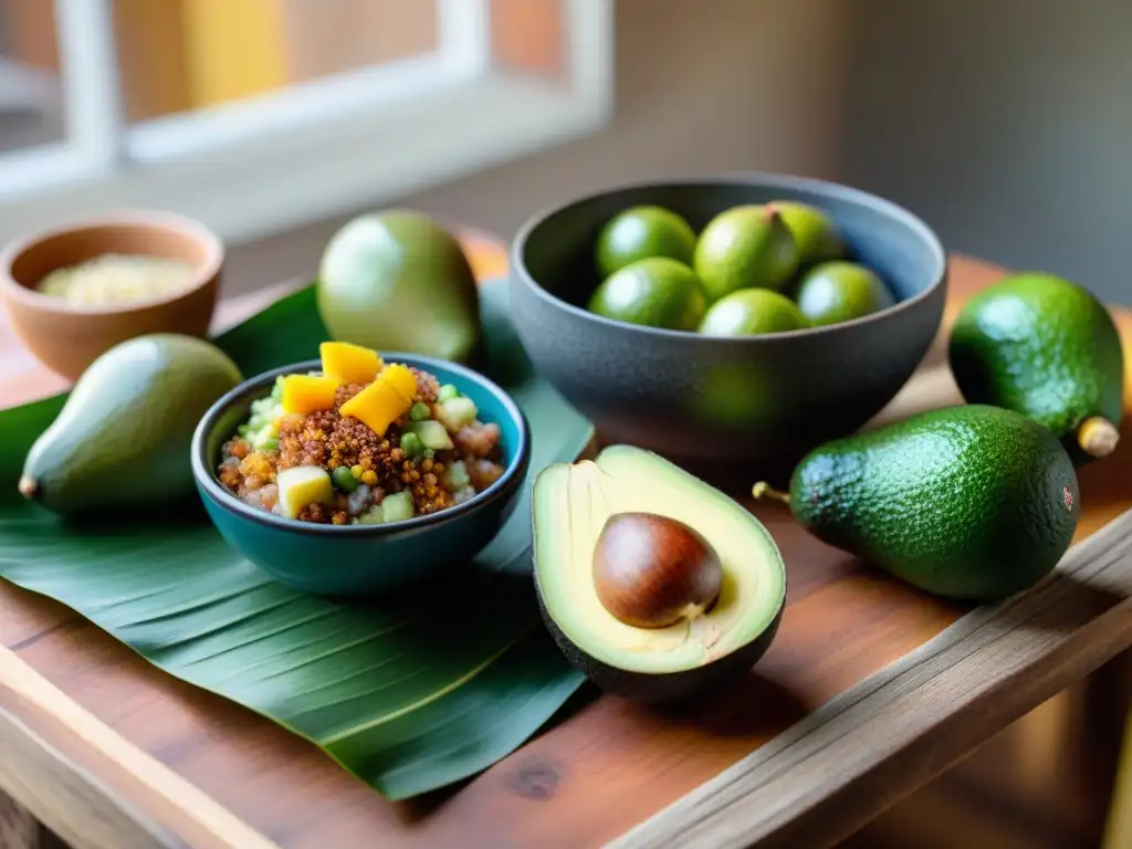 Un desayuno peruano tradicional con ingredientes autóctonos y coloridas fusiones culinarias