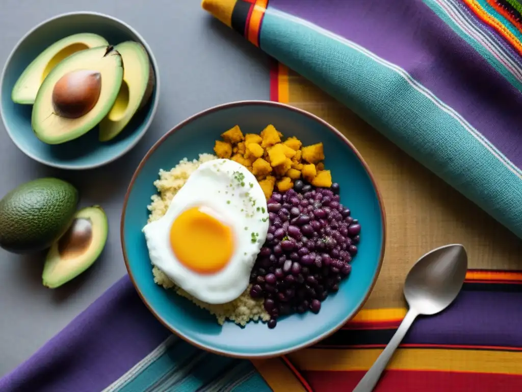 Un desayuno peruano tradicional con ingredientes autóctonos en una ambientación andina