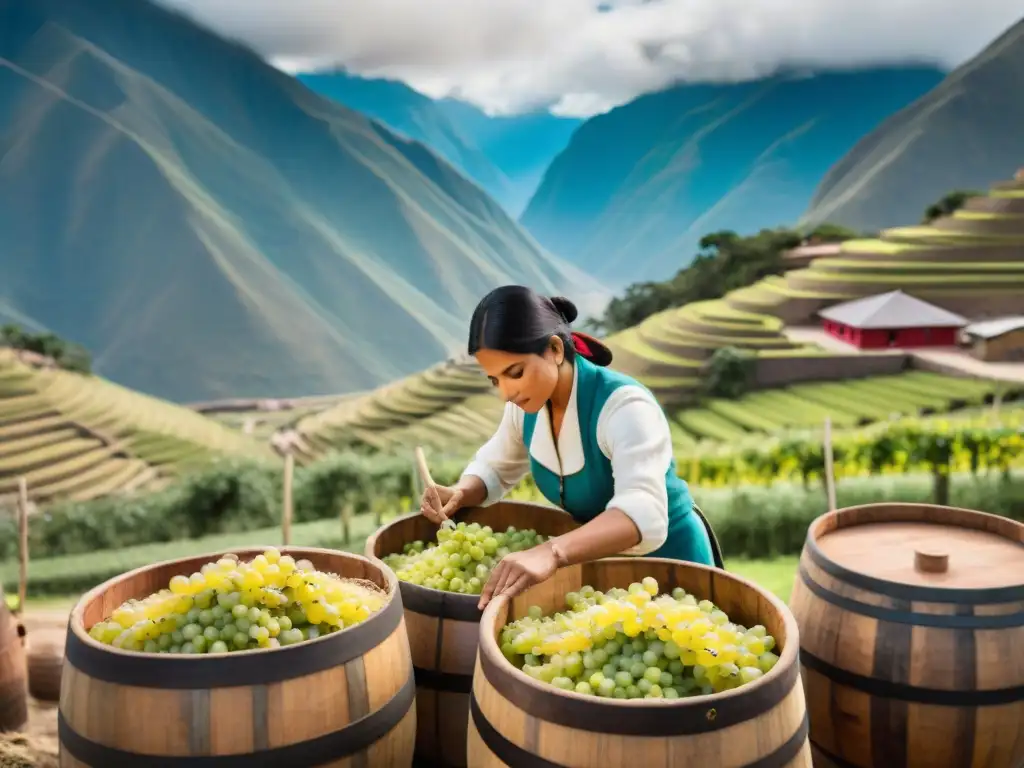 Destilería tradicional peruana donde se elabora el Pisco Sour, destacando el origen del Pisco Sour peruano en los Andes