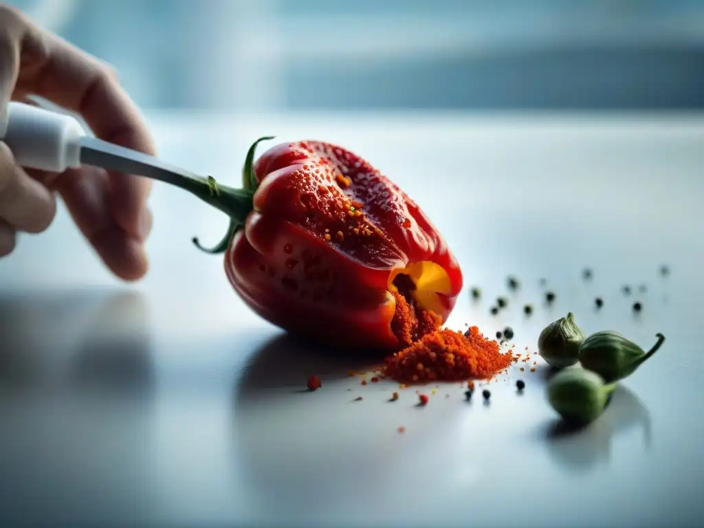 Detallada preparación de un rocoto rojo para relleno picante