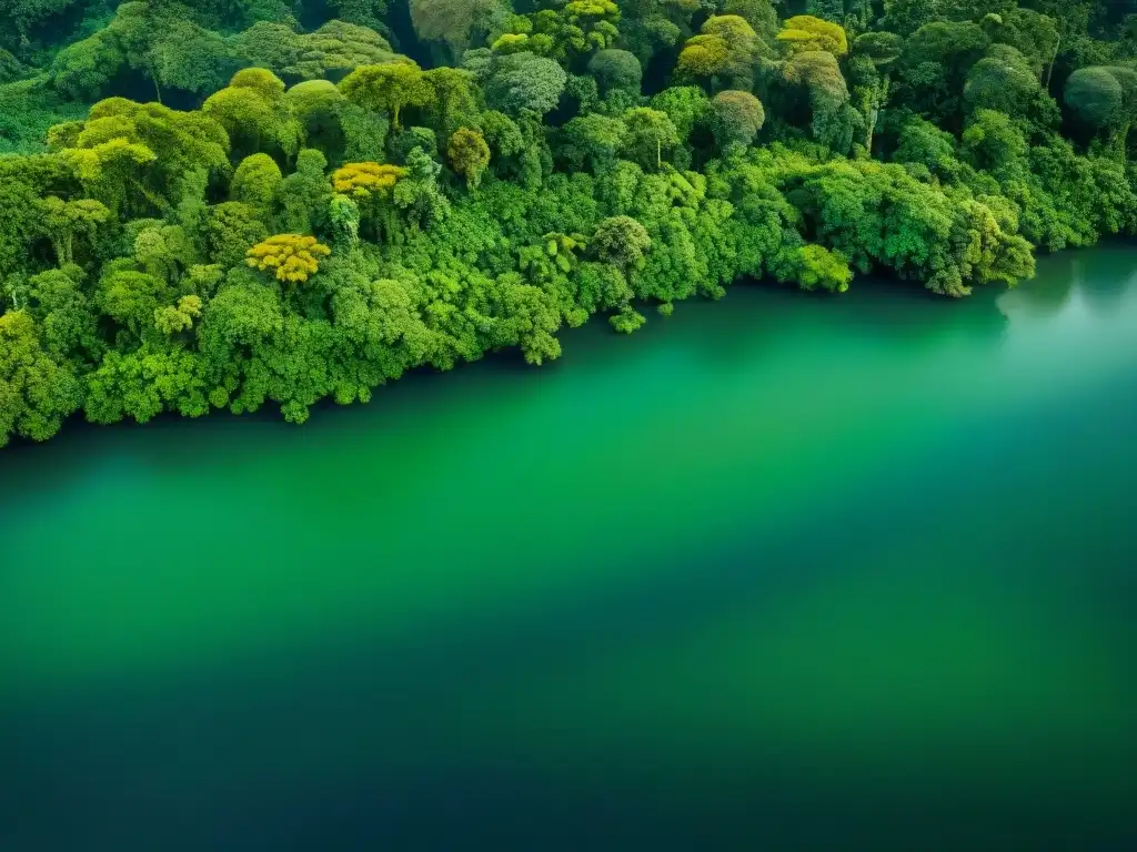 Detalle exuberante del dosel verde de la selva amazónica, reflejando la diversidad de plantas