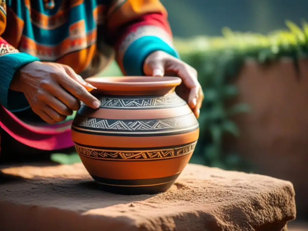 Detalle de una olla de barro peruana, resaltando la artesanía única y los beneficios de cocinar en olla de barro