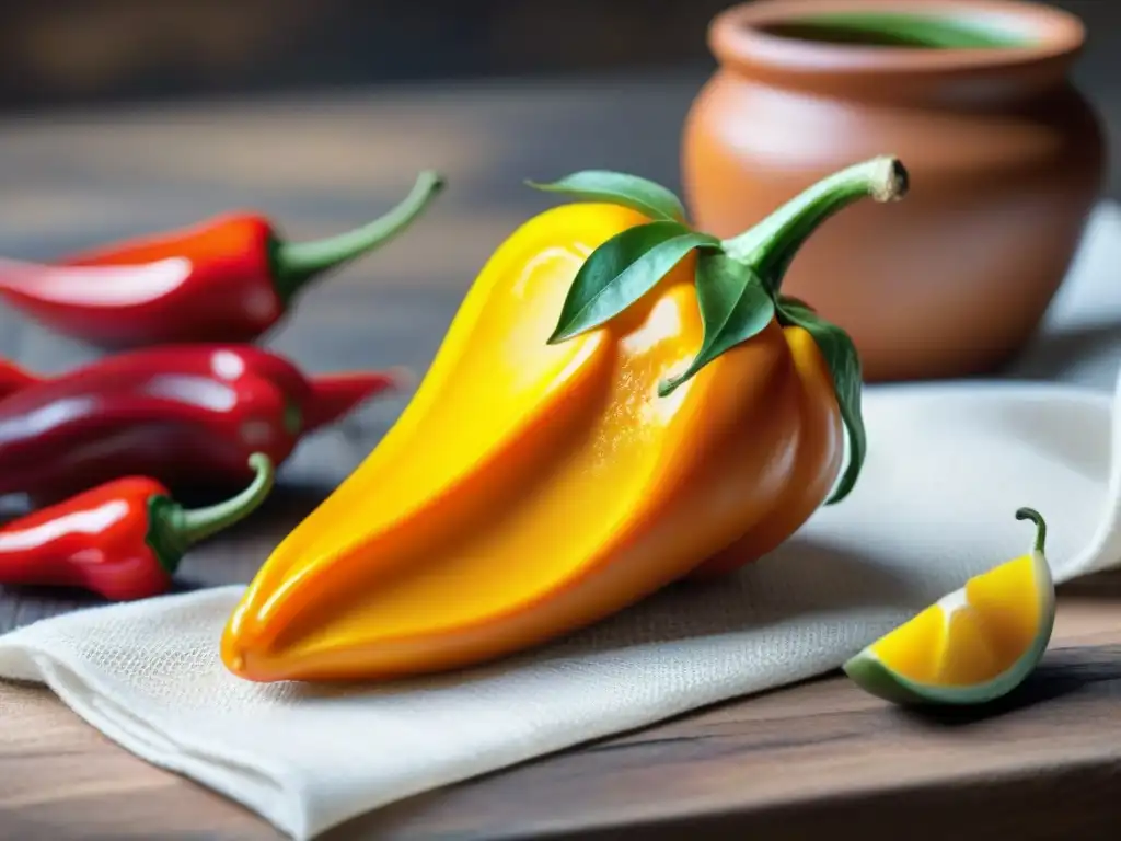 Detalle vibrante del Ají Amarillo, esencial en la cocina peruana