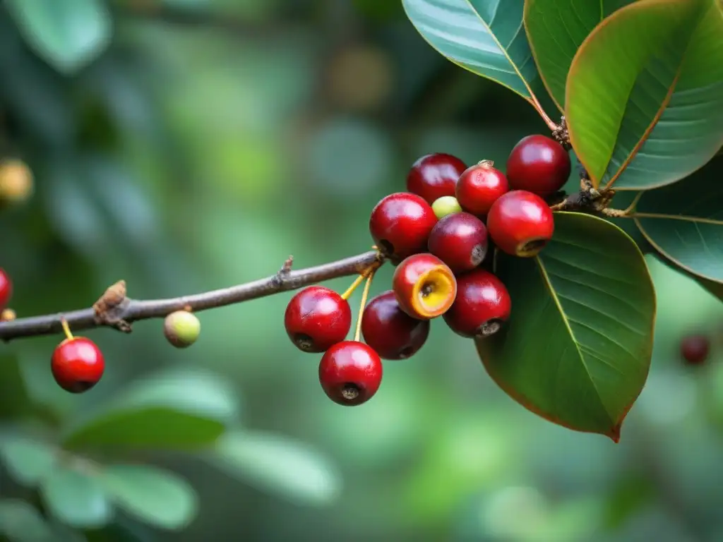 Detalle vibrante de camu camu maduro en la selva amazónica