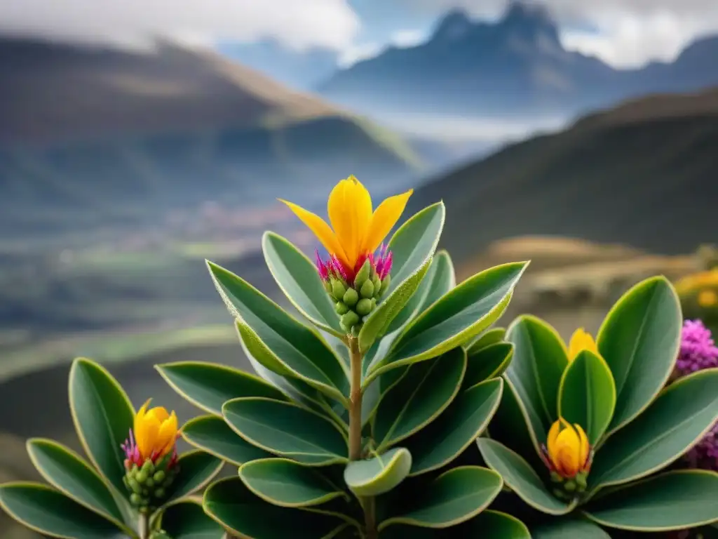 Detalle de una vibrante planta de tarwi en plena floración, resaltando su belleza natural y los beneficios nutricionales del tarwi en los Andes