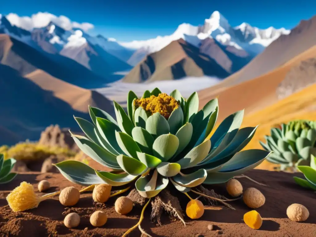 Detalles de la majestuosa cordillera de los Andes en Perú donde prospera la maca peruana, resaltando su belleza natural