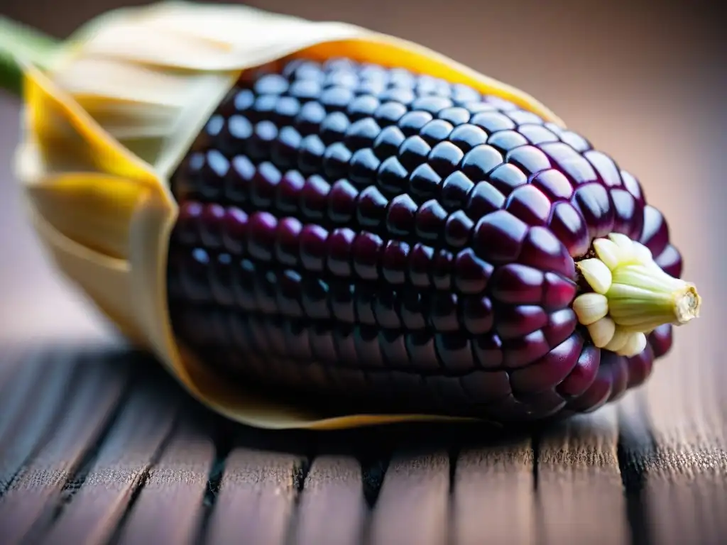 Detalles del maíz morado peruano, ingrediente autóctono gastronomía peruana