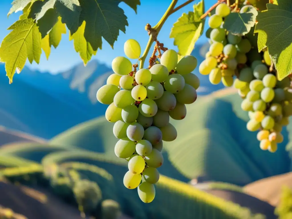 Detalles de uvas de pisco en viñedos peruanos, resaltando el sabor del pisco por región