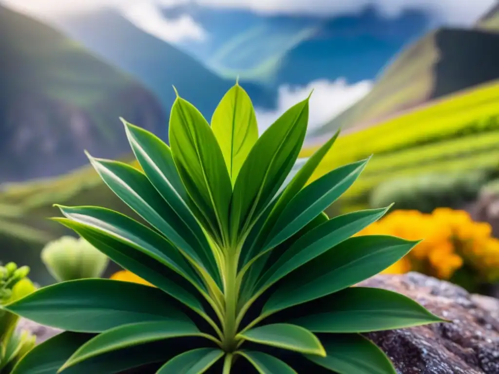 Detalles vibrantes de planta tarwi en flor, resaltando su potencial transformador en dietas vegetarianas