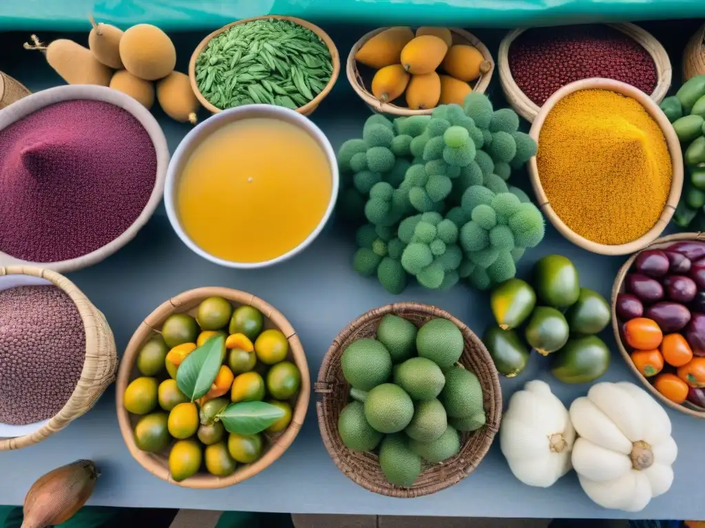 Explora la diversidad gastronómica peruana en un vibrante mercado local, con ingredientes autóctonos y exóticas frutas