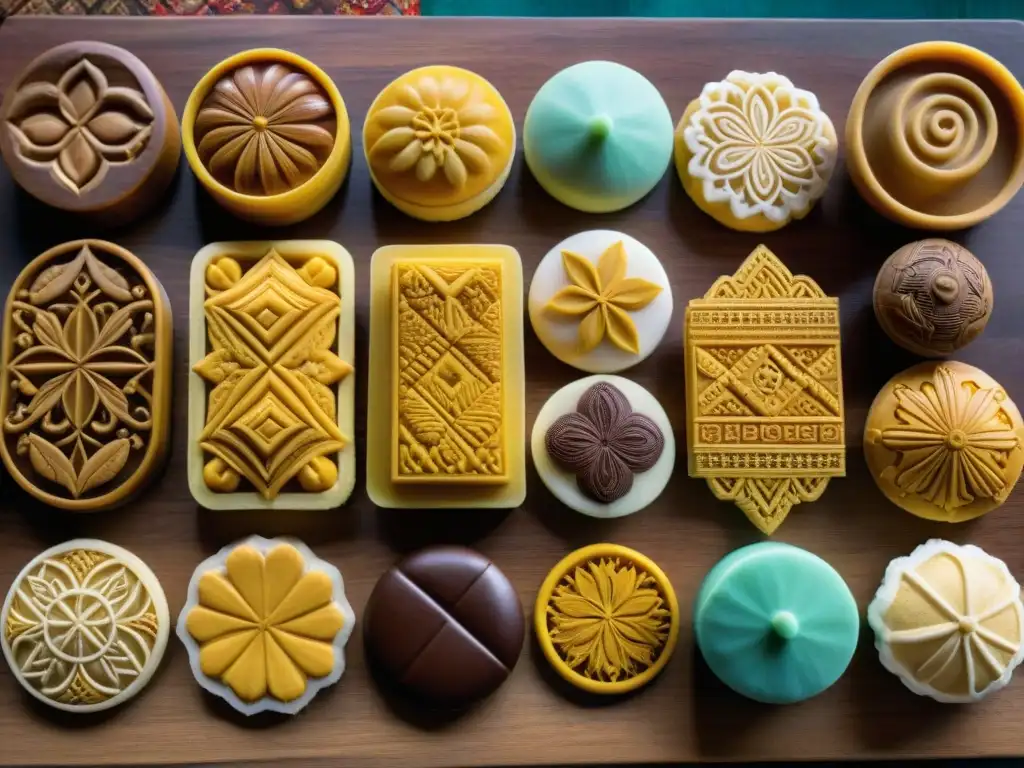 Dulces peruanos tradicionales moldes: Detalle de moldes de alfajores peruanos en mesa rústica, resaltando su arte y tradición