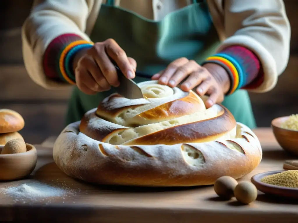 Elaboración de pan andino con técnicas ancestrales por manos expertas