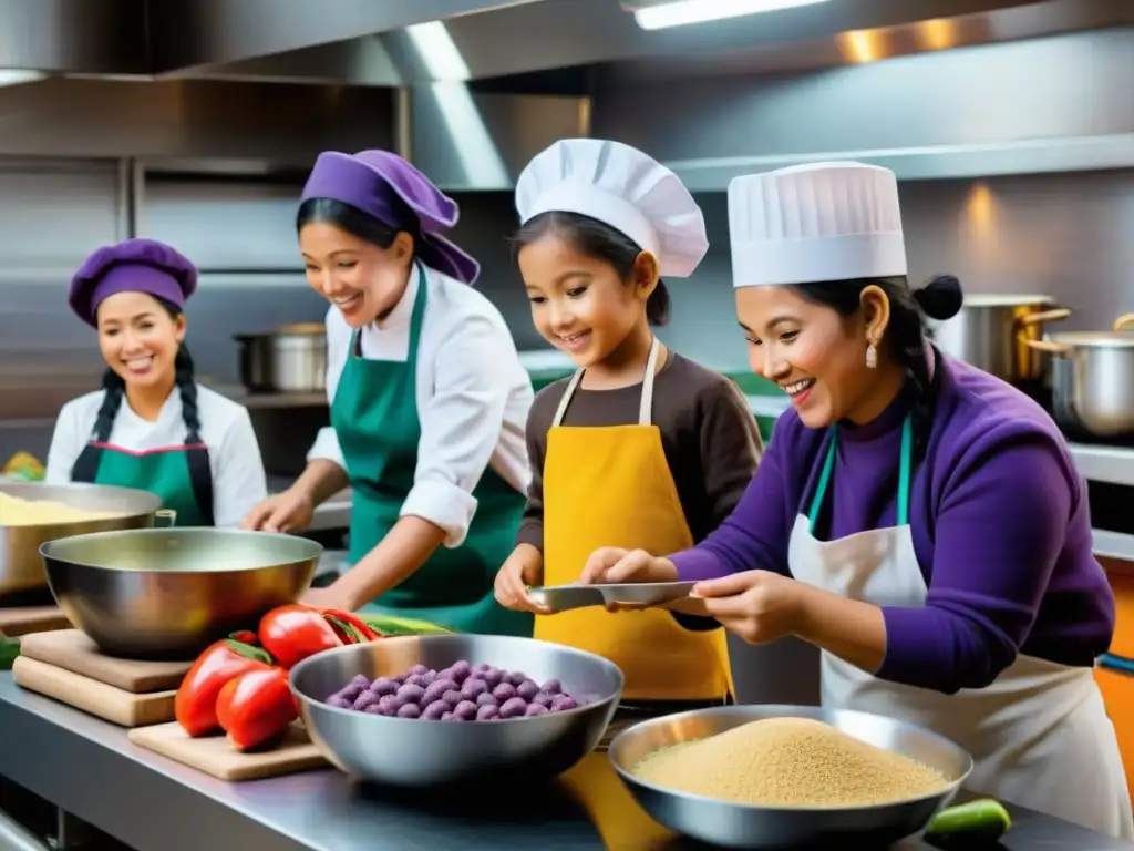 Emocionante clase de cocina peruana para niños en cocina colorida