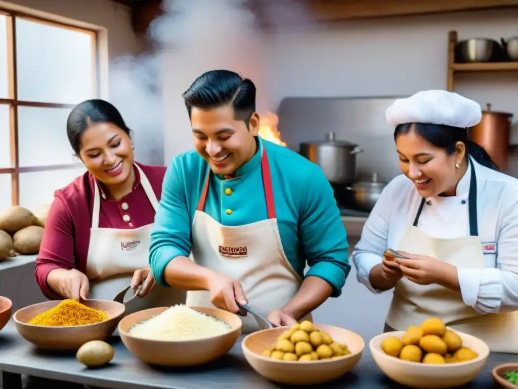 Un emocionante taller de cocina con papas peruanas, donde participantes de diversas culturas aprenden y disfrutan juntos