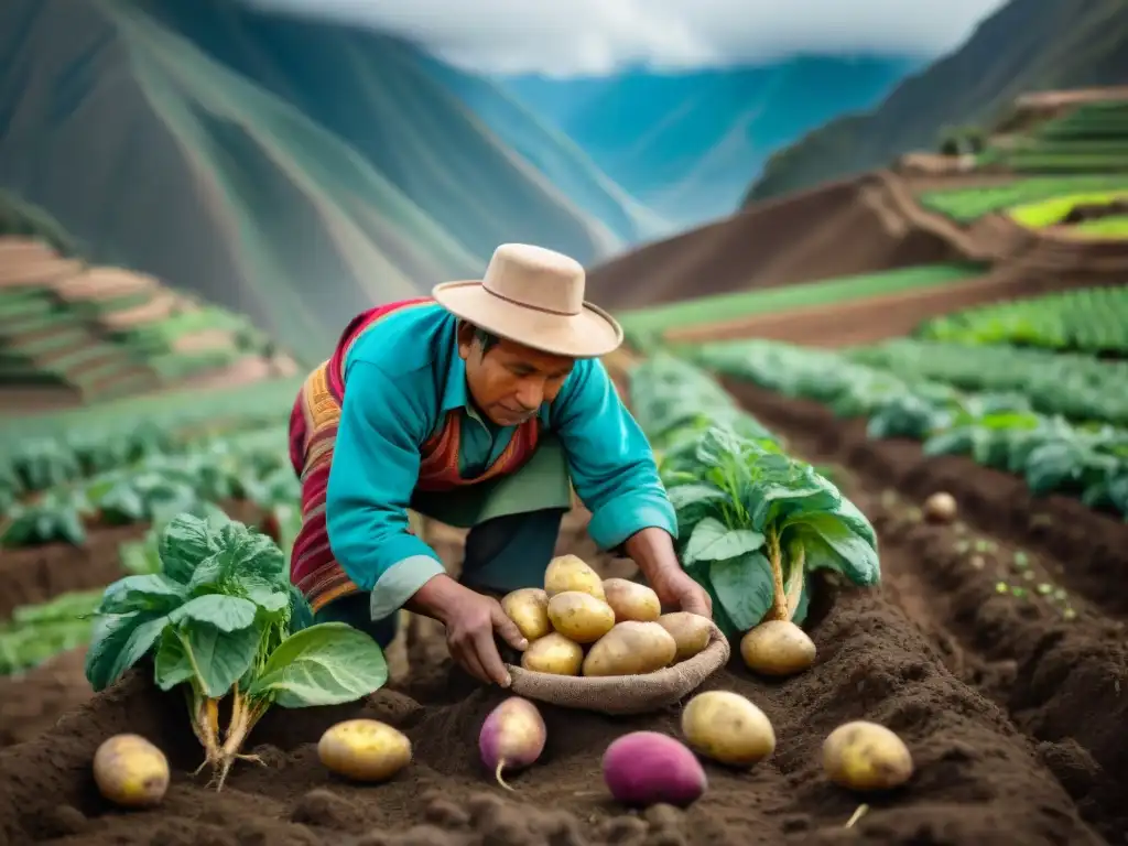 Emotiva cosecha de papas peruanas en los Andes, reflejando tradiciones y comunidad