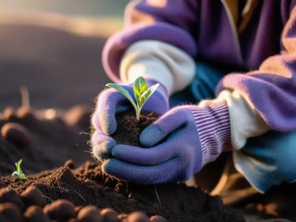 Emotiva siembra de un agricultor peruano de especies nativas, resaltando la conexión con la tierra y la preservación gastronómica peruana