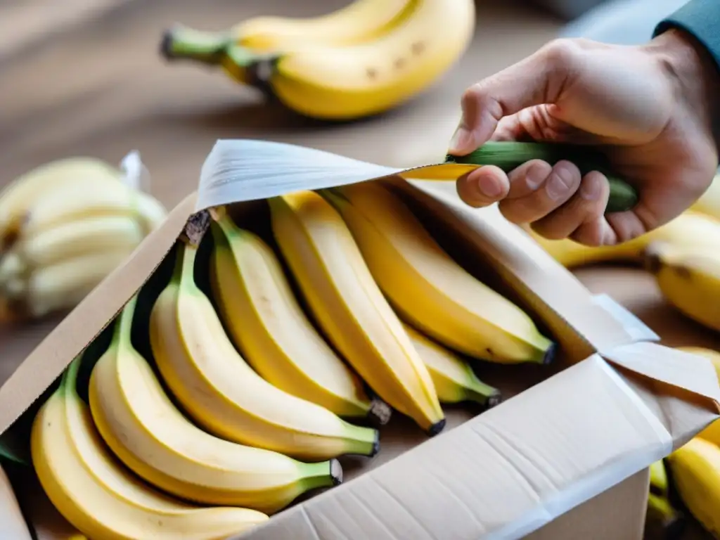 Envoltura biodegradable envuelve plátanos orgánicos peruanos