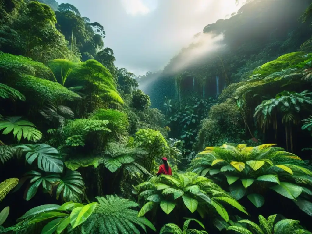 Una escena detallada de la exuberante selva amazónica