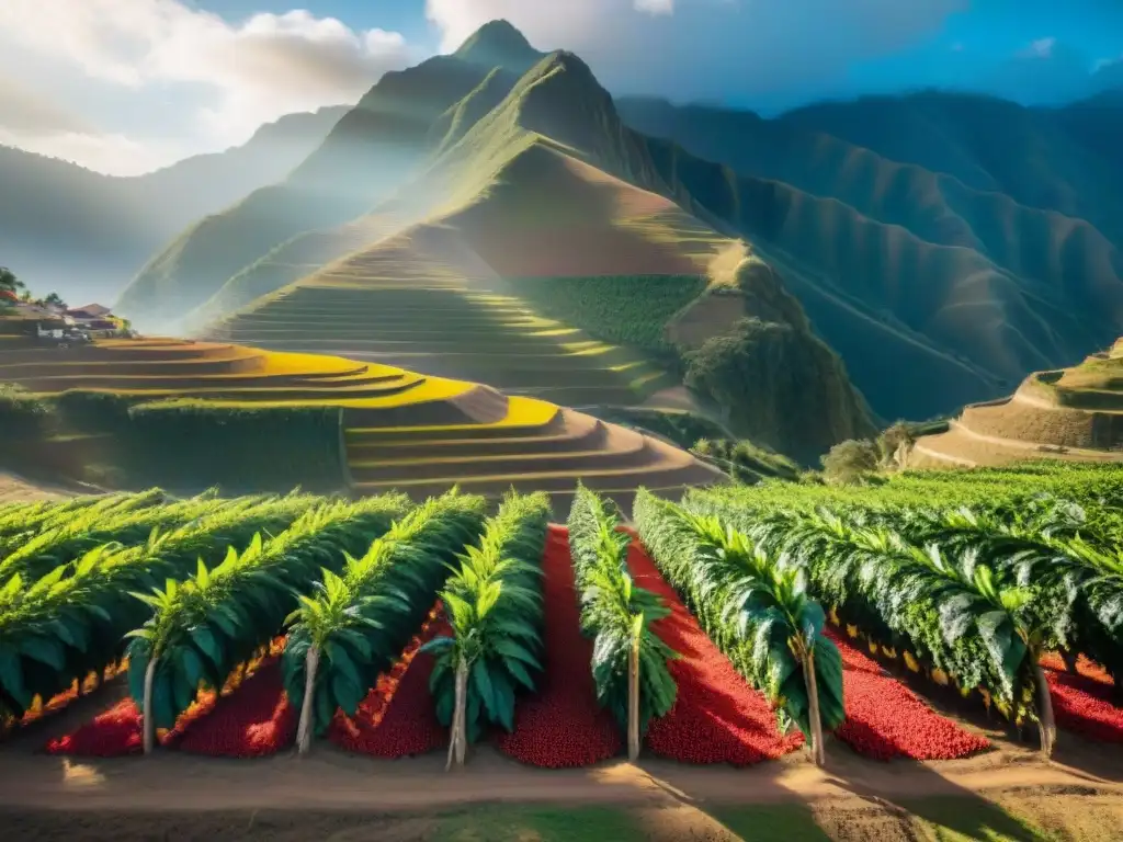 Escena pintoresca de la Ruta del Ají peruano autóctono: plantas vibrantes de ají en campo peruano