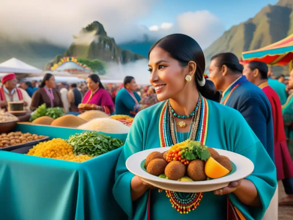 Escena vibrante en el Festival Gastronómico Mistura en Perú, uniendo culturas y sabores