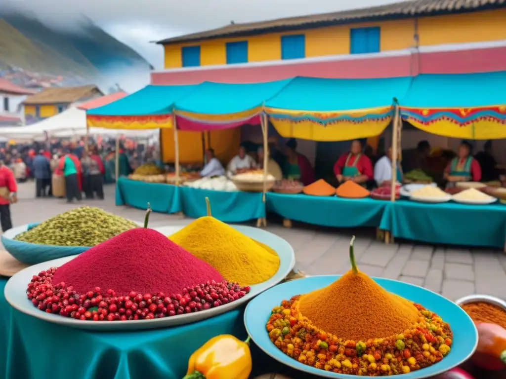 Escena vibrante de festival en Perú, resaltando la Importancia del Ají en gastronomía peruana