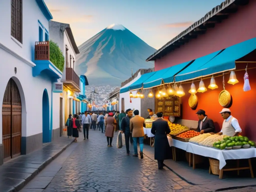Escenas vibrantes de gastronomía tradicional peruana en Arequipa
