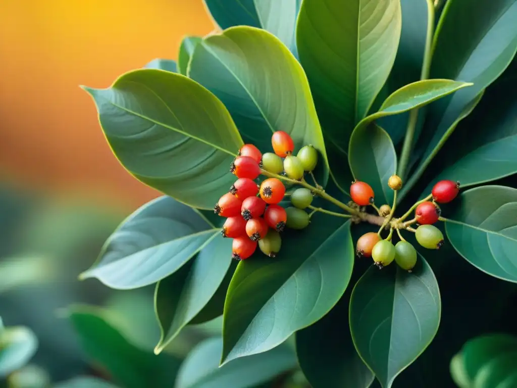 Esplendor del aguaymanto: detalle vibrante de una planta en floración Un espectáculo de la naturaleza: un vibrante aguaymanto en plena floración, destacando su belleza como superalimento internacional y orgullo de Perú