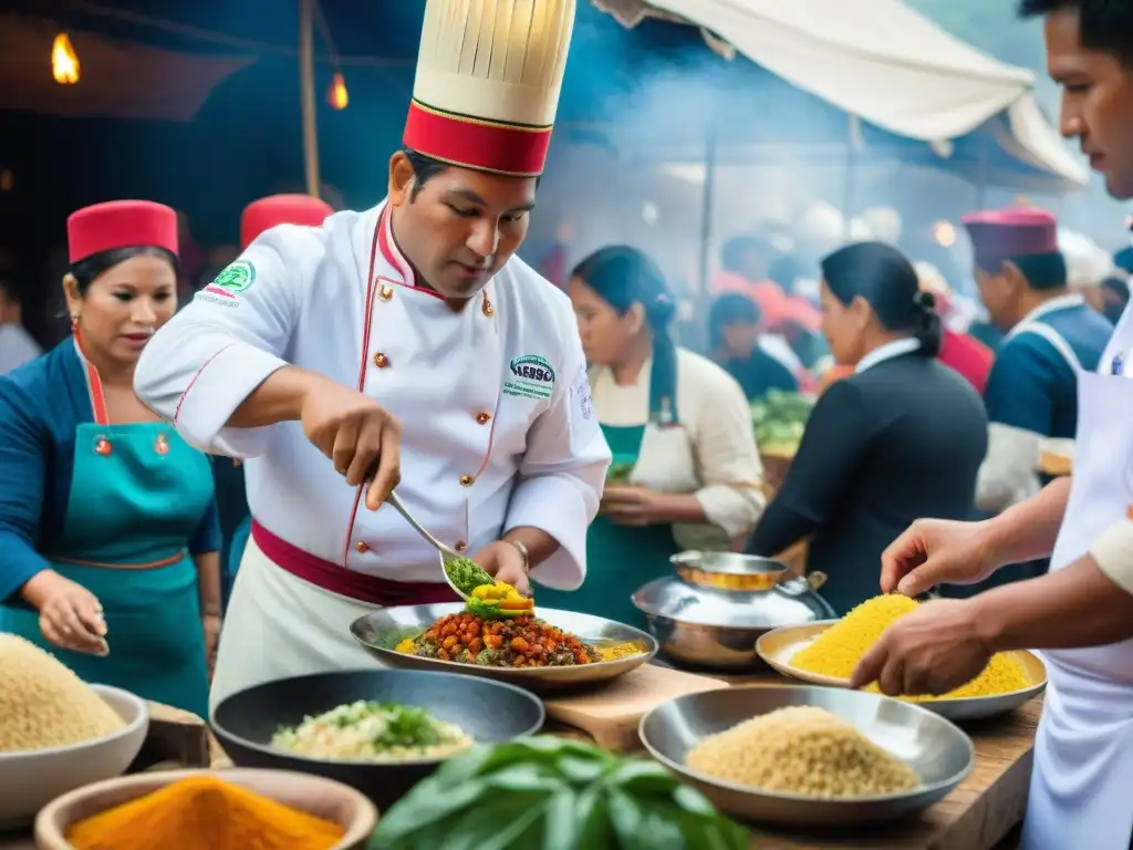 Evento culinario internacional destacando la gastronomía peruana en un festival de comida en Perú