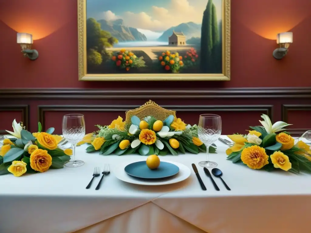 Experiencia gastronómica en museo Lima: Mesa elegante con vajilla fina y flores, invitando a disfrutar en el Museo Larco