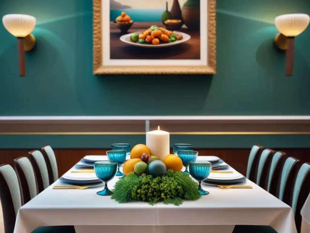 Experiencia gastronómica en museo Lima: Mesa elegante con arte y comida fina