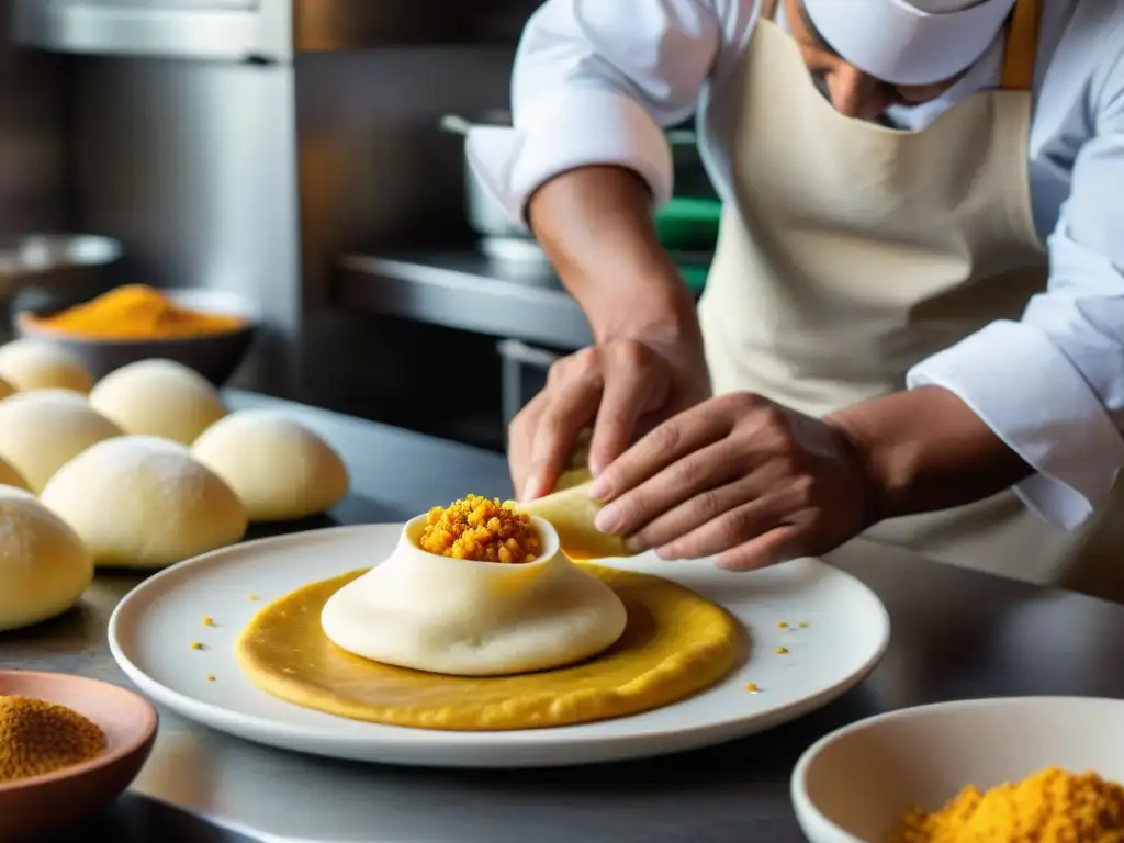 Un experto chef peruano preparando tequeños, destacando la artesanía detrás de estos deliciosos bocados