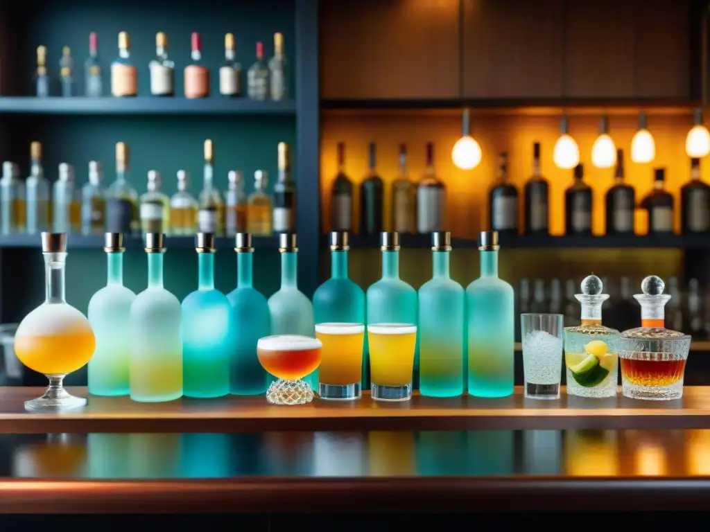 Un experto bartender prepara con precisión un sofisticado cóctel de Pisco Peruano en un elegante bar