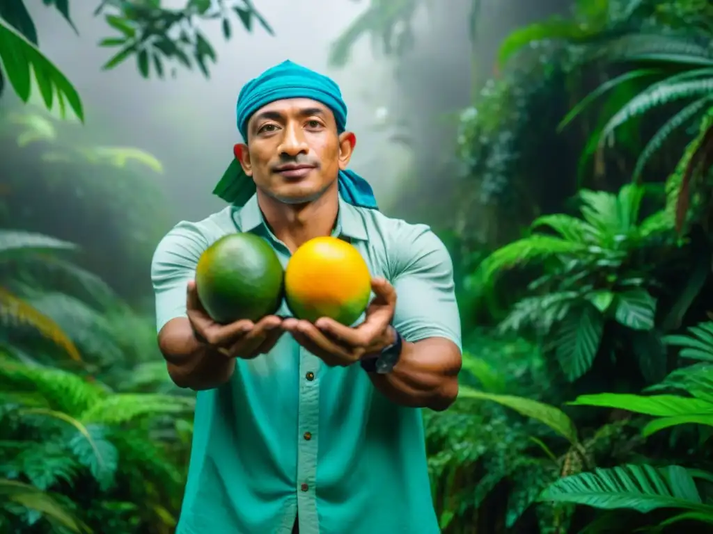 Explorador indígena muestra beneficios y recetas con cocona en exuberante selva amazónica