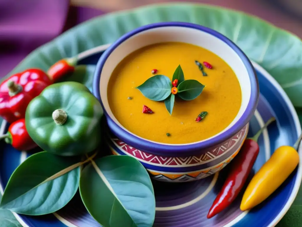 Una explosión de coloridos ingredientes autóctonos de la gastronomía peruana en cerámica andina