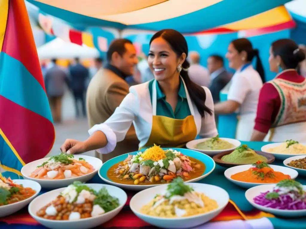 Exquisita gastronomía peruana en feria culinaria con éxito y diversidad de platos tradicionales