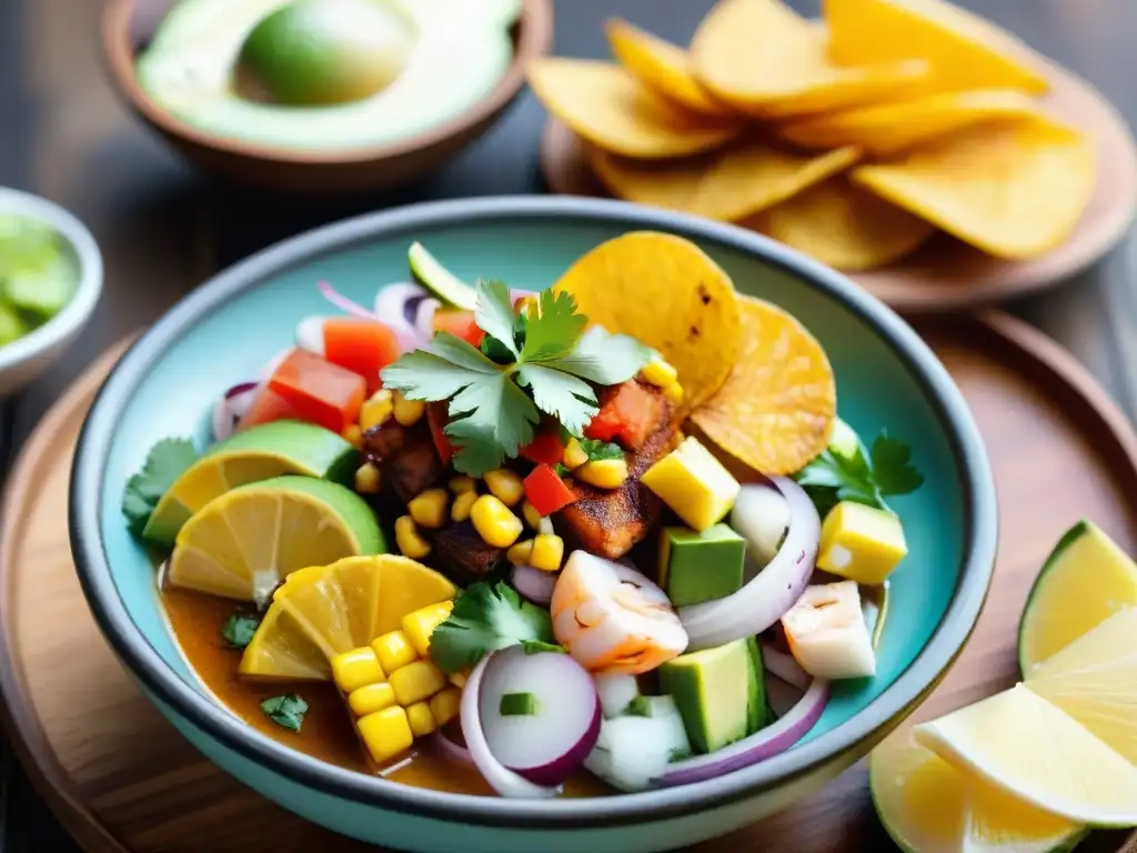 Exquisitas delicias marinas de la gastronomía peruana en ceviche vibrante