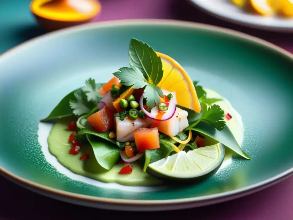 Exquisito ceviche en restaurante exclusivo en Lima, Perú