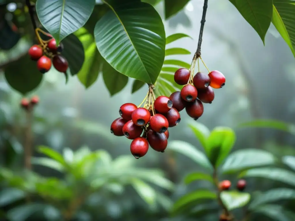 Exuberante escena amazónica con camu camu rojo maduro