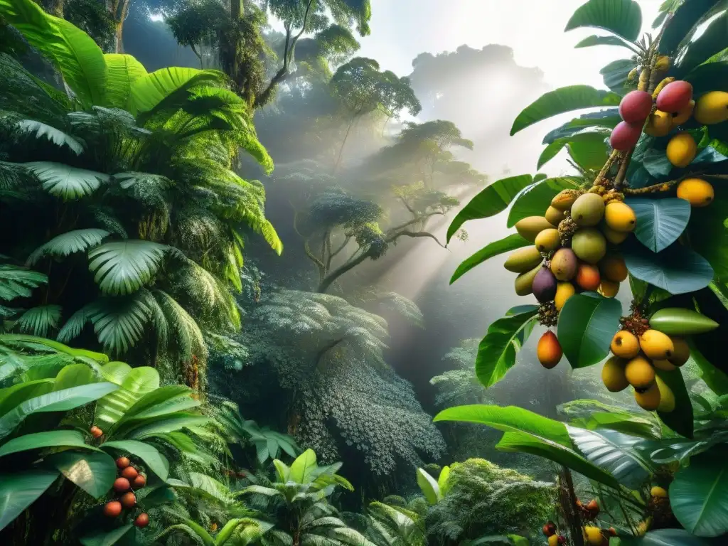 Un exuberante escenario amazónico con frutos exóticos y beneficiosos para la salud en la selva