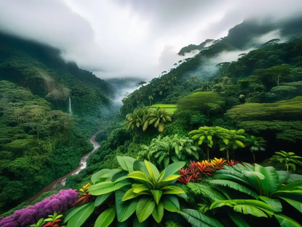 Exuberante selva amazónica con ingredientes vibrantes para talleres de cocina