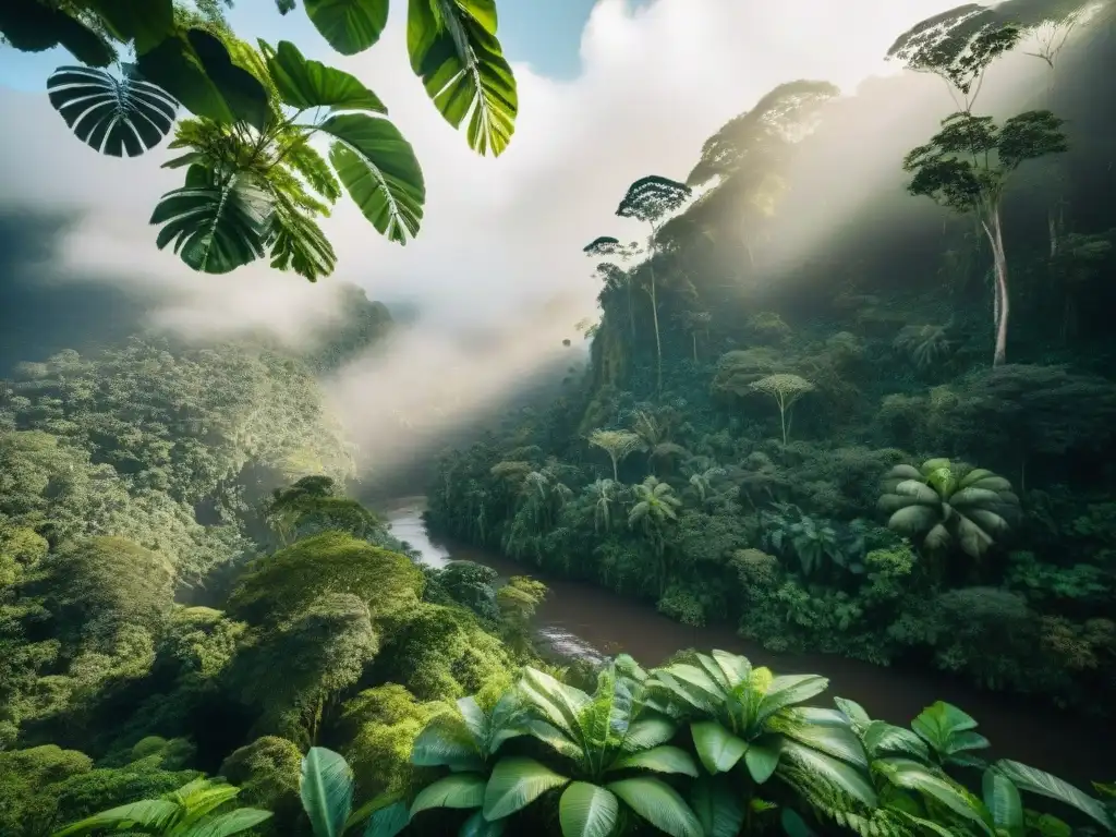 Un exuberante y vibrante bosque tropical en la Amazonía peruana destaca la biodiversidad y la importancia de los cultivos sostenibles