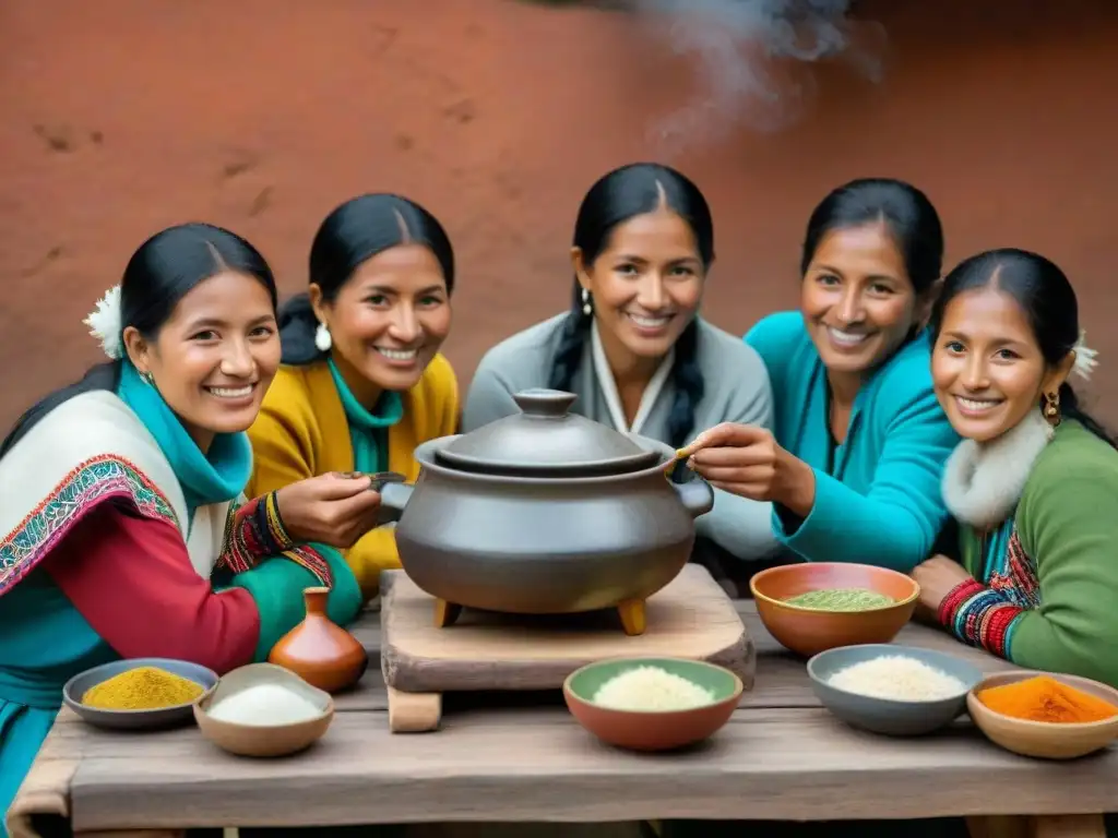 Familia peruana comparte Receta tradicional charquicán peruano en mesa colorida y acogedora